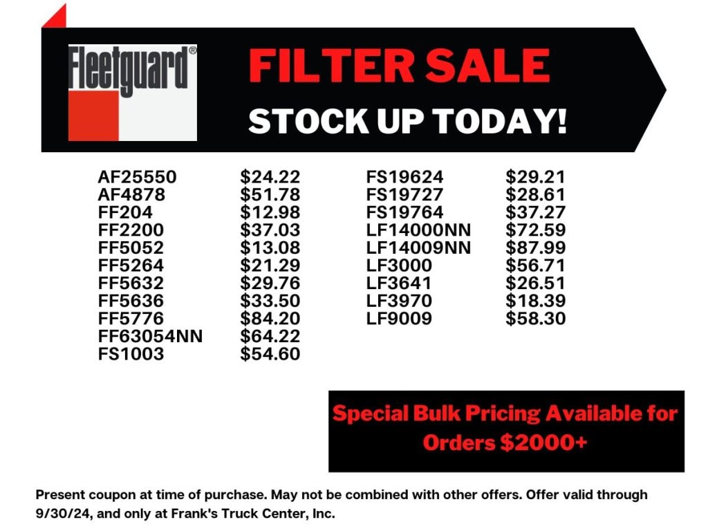 Commercial Truck Parts Specials | Frank's | New Jersey & NY