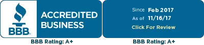 BBB Accreditation Badge for Equipment Remarketing LLC, showcasing trustworthiness in truck mounted forklifts for sale.